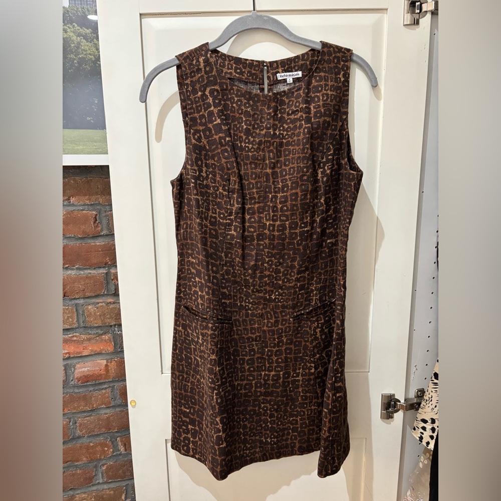 Reformation Brown Geometric Mini Dress